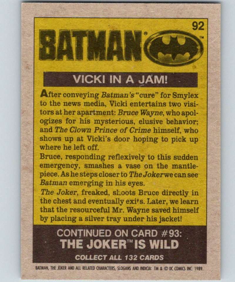 1989 Topps Batman #92 Vicki in a jam!