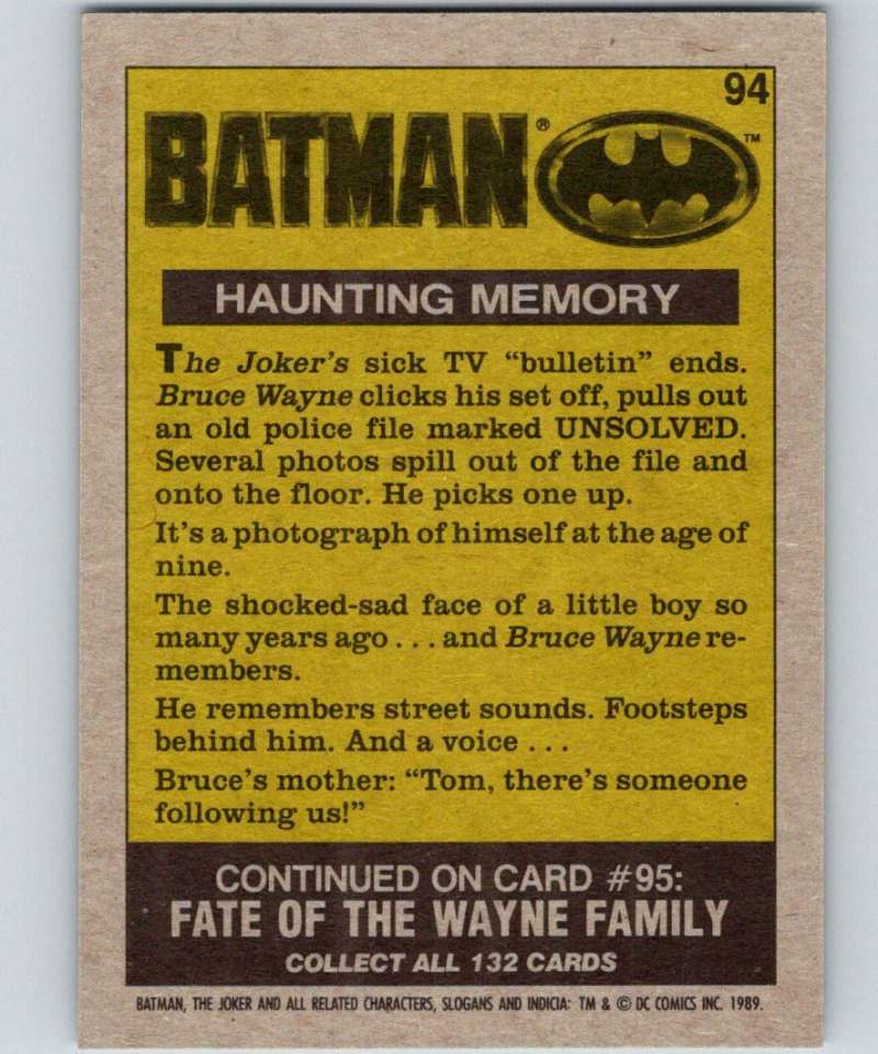 1989 Topps Batman #94 Haunting Memory Image 2