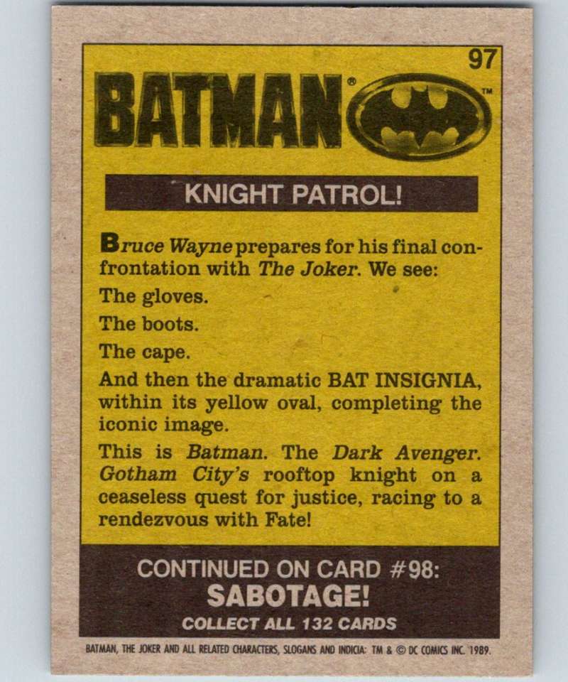 1989 Topps Batman #97 Knight Patrol!