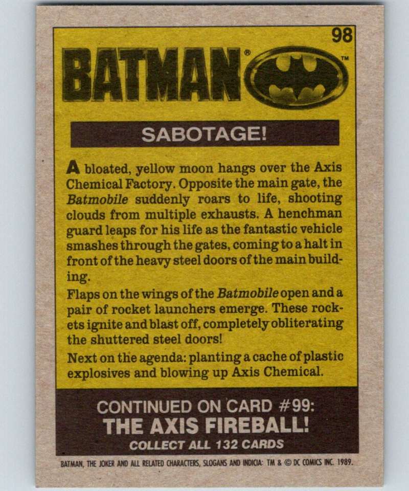 1989 Topps Batman #98 Sabotage!