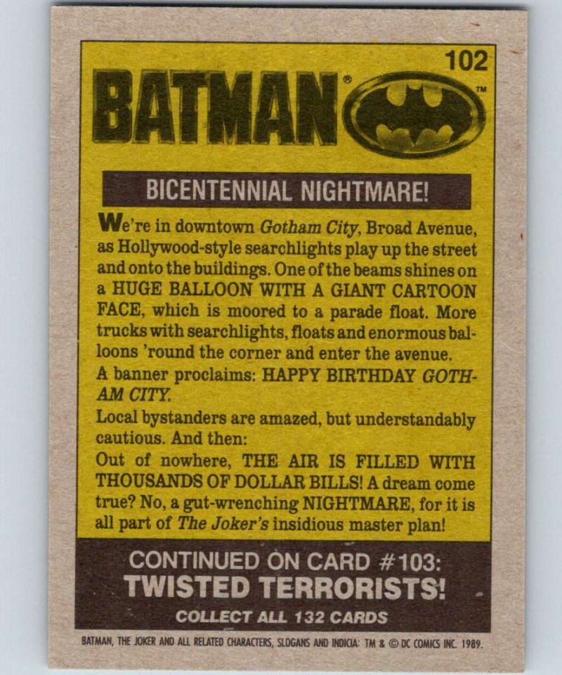 1989 Topps Batman #102 Bicentennial Nightmare!