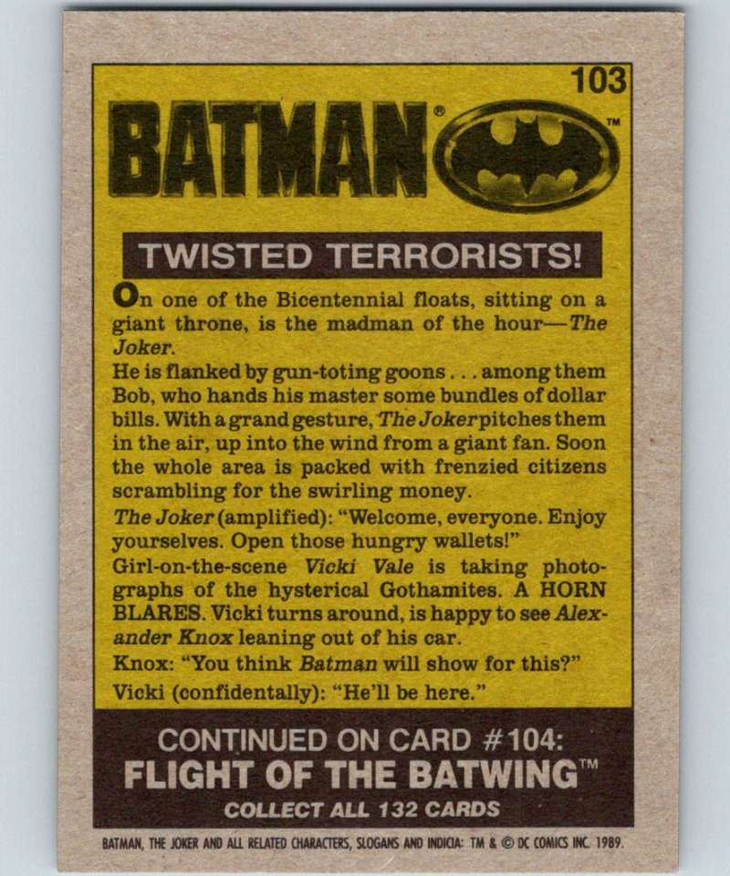 1989 Topps Batman #103 Twisted Terrorists!