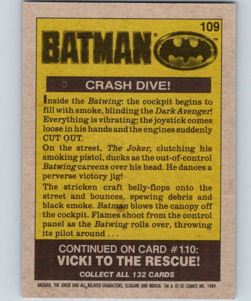 1989 Topps Batman #109 Crash Dive!