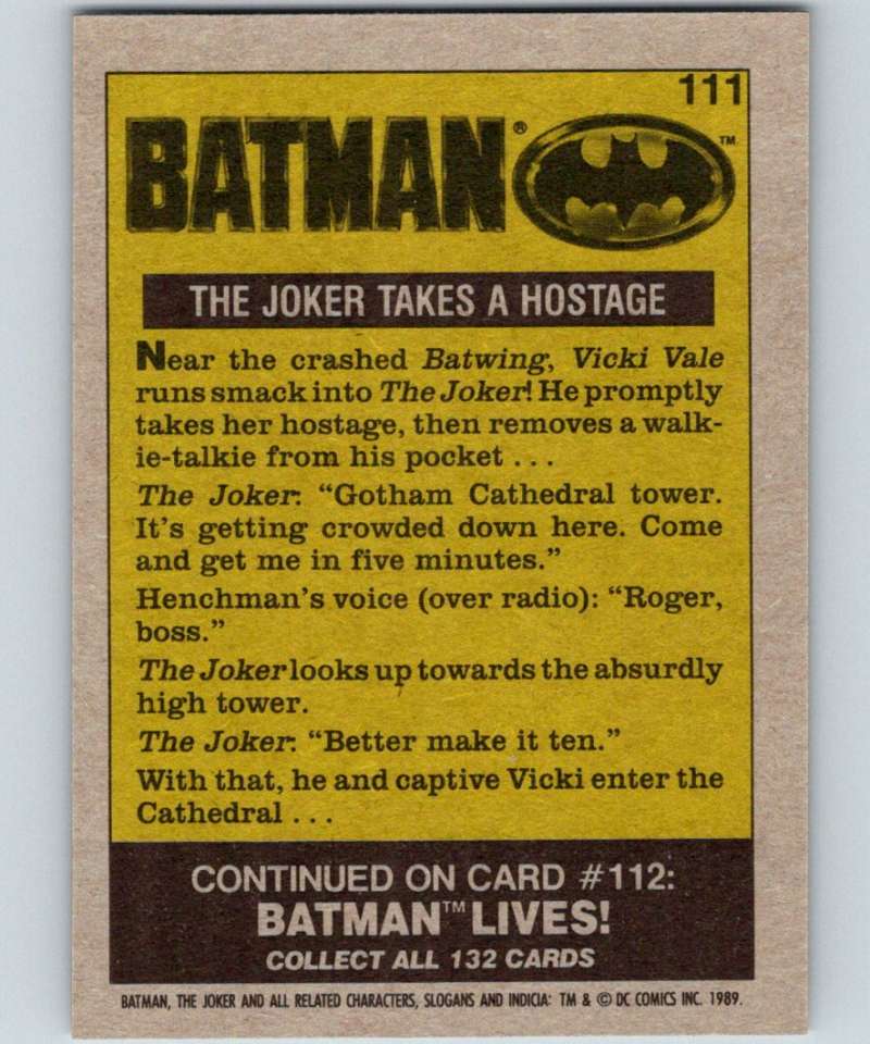 1989 Topps Batman #111 The Joker takes a Hostage Image 2