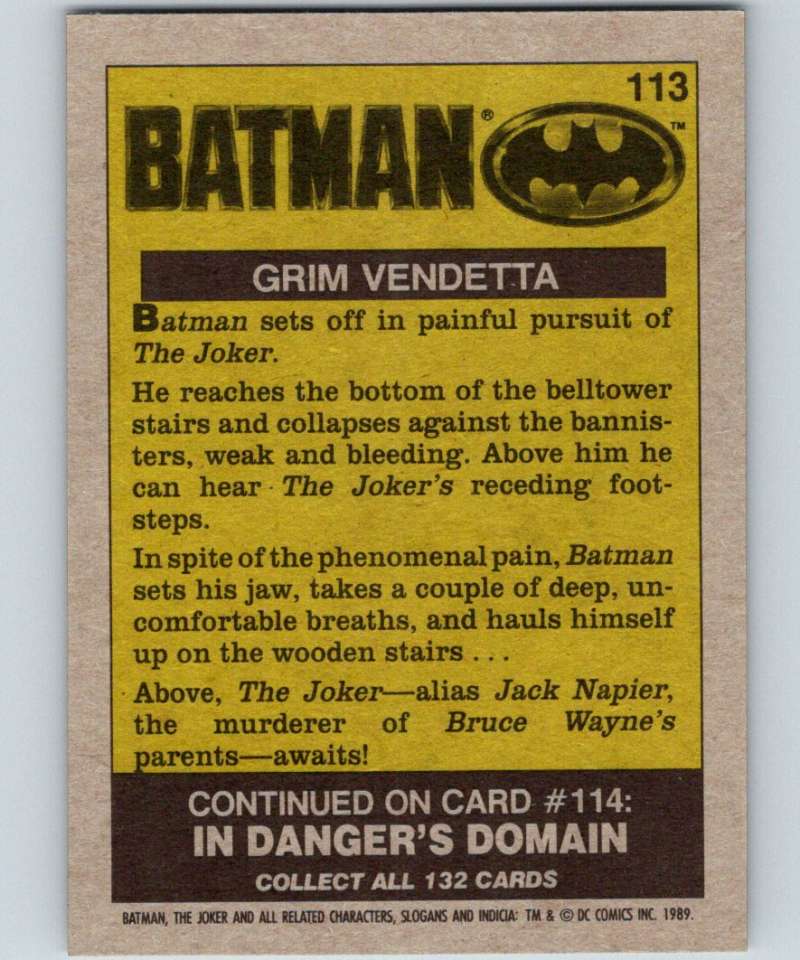 1989 Topps Batman #113 Grim Vendetta