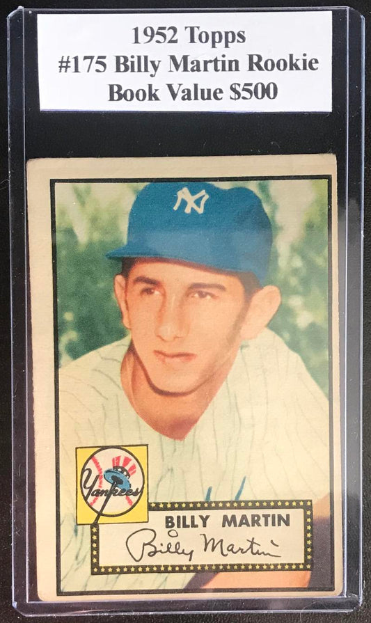 1952 Topps Red Back  #175 Billy Martin RC Rookie Vintage Baseball Card - BV $500