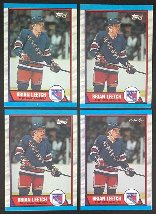 1989-90 Topps NHL Hockey Brian Leetch Rookie RC Card Lot of 4