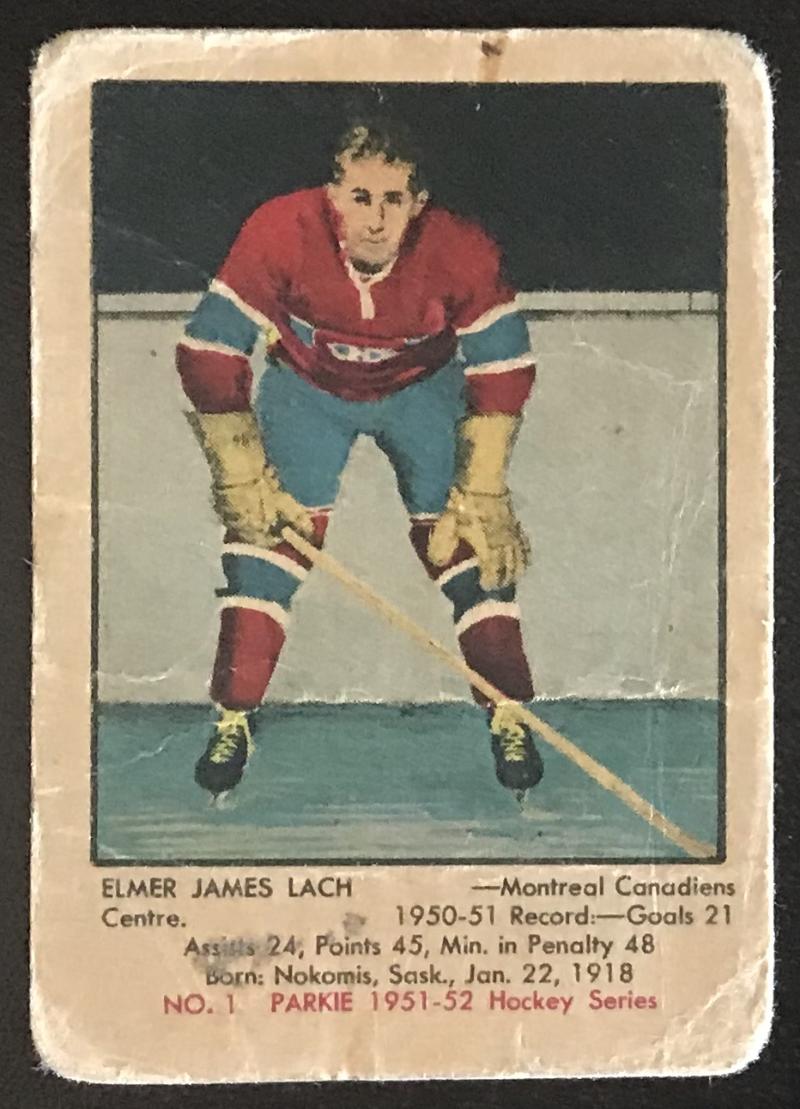 1951-52 Parkhurst #1 Elmer Lach NHL Canadiens Vintage Hockey