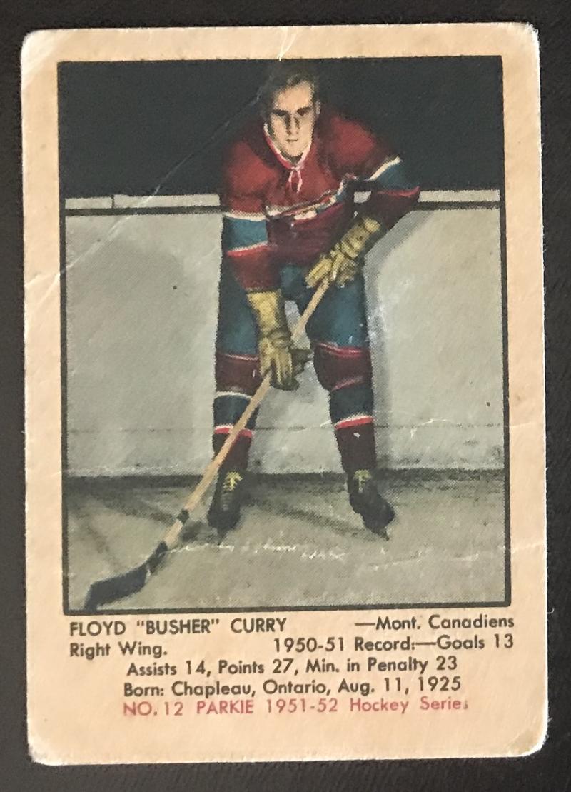 1951-52 Parkhurst #12 Floyd Curry RC Rookie Canadiens Vintage Hockey