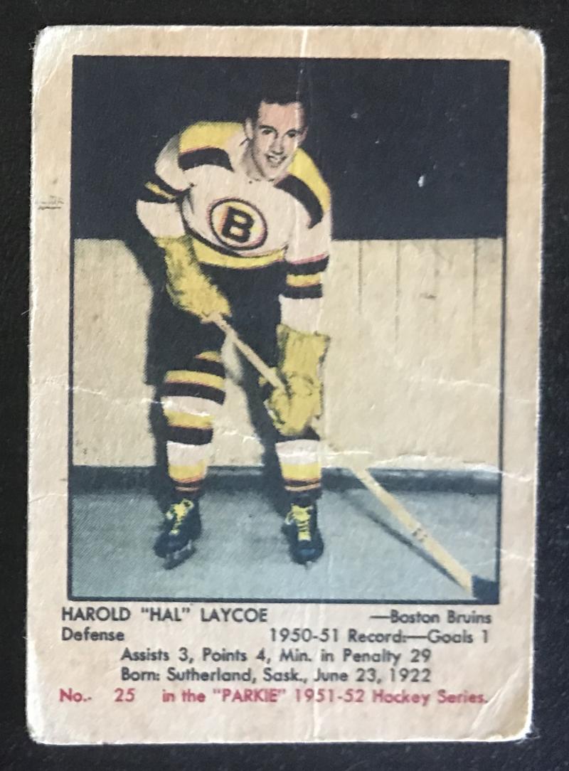 1951-52 Parkhurst #25 Hal Laycoe RC Rookie Bruins Vintage Hockey