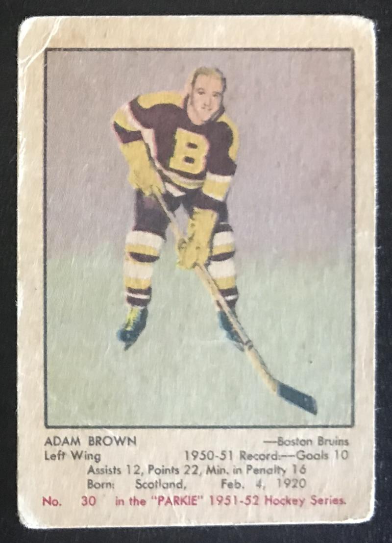 1951-52 Parkhurst #30 Adam Brown RC Rookie Vintage Hockey