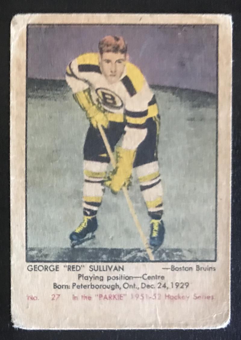 1951-52 Parkhurst #27 Red Sullivan RC Rookie Bruins Vintage Hockey