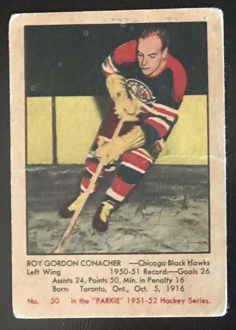 1951-52 Parkhurst #50 Roy Conacher RC Rookie Blackhawks Vintage Hockey