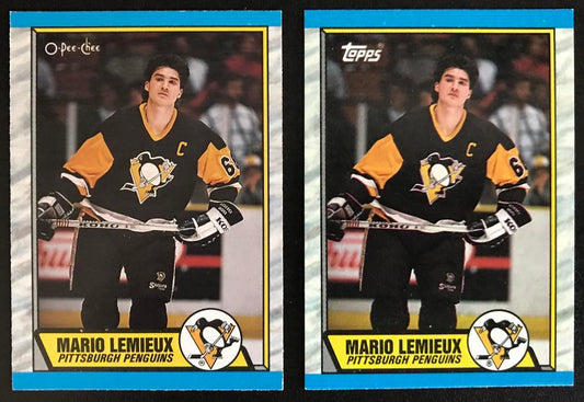 1989-90 Topps & O-Pee-Chee #1 Mario Lemieux - Lot of 2 Cards