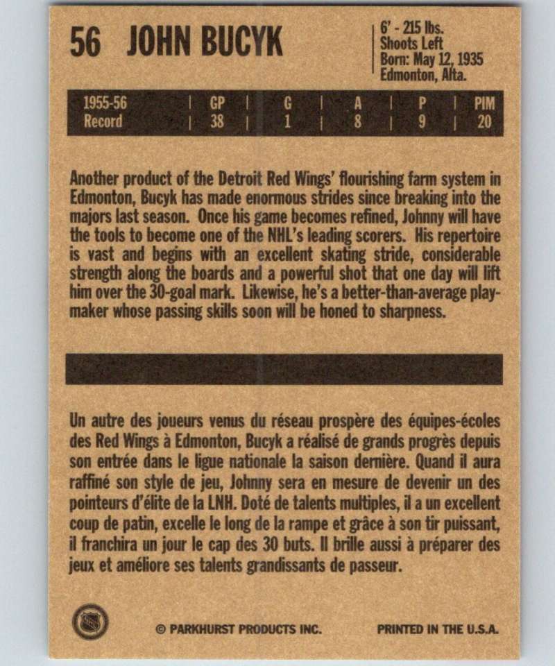 1994-95 Parkhurst Missing Link #56 John Bucyk Red Wings NHL Hockey