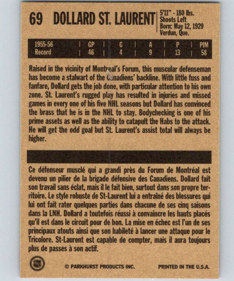 1994-95 Parkhurst Missing Link #69 Dollard St. Laurent Canadiens NHL Hockey