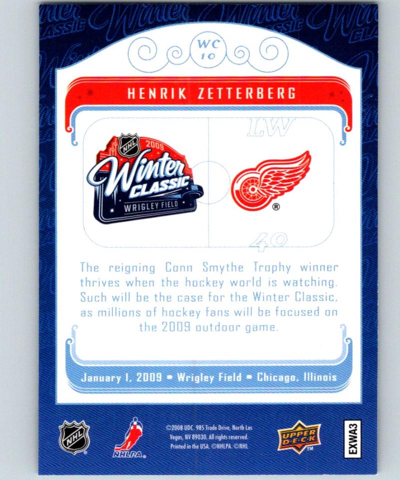 2008-09 Upper Deck MVP Winter Classic #WC10 Henrik Zetterberg NHL Hockey