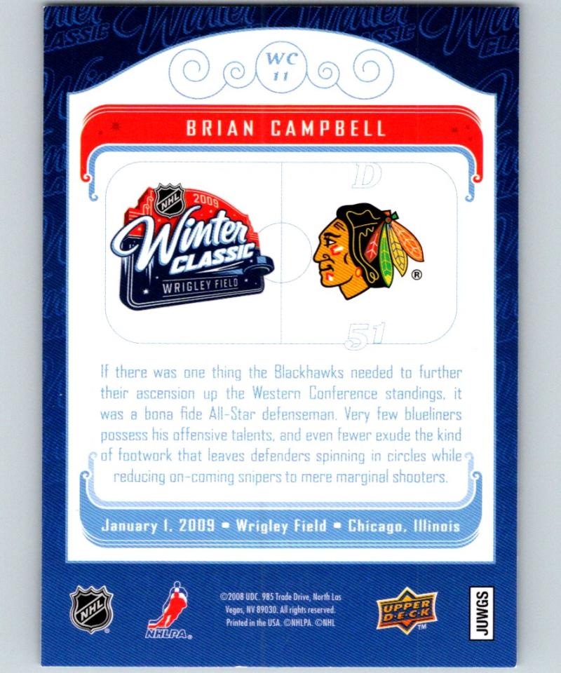 2008-09 Upper Deck MVP Winter Classic #WC11 Brian Campbell NHL Hockey