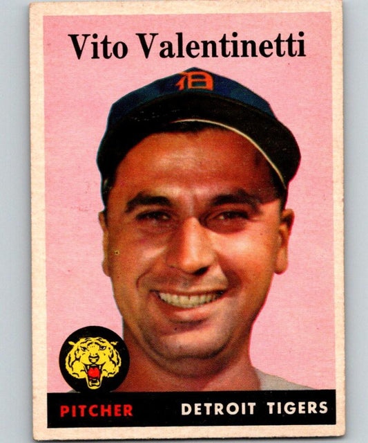 1958 Topps #463 Vito Valentinetti UER Tigers MLB Baseball Vintage