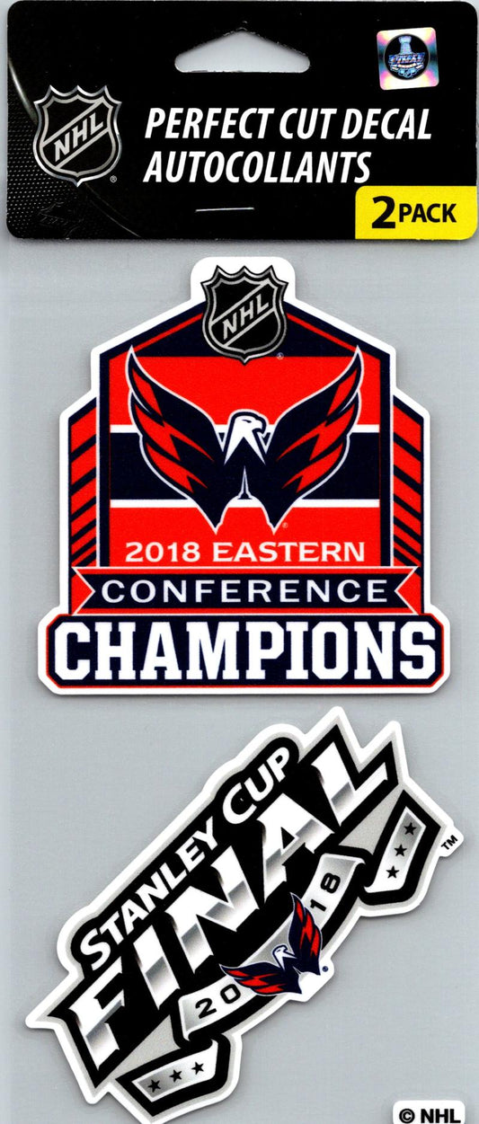 Washington Capitals 2018 Champ's Perfect Cut Decal/Sticker Set of 2 NHL 4x4 Image 1
