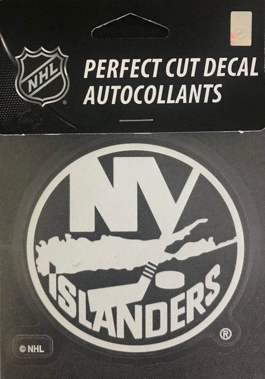 New York Islanders Perfect Cut WHITE 4"x4" NHL Decal Sticker Image 1