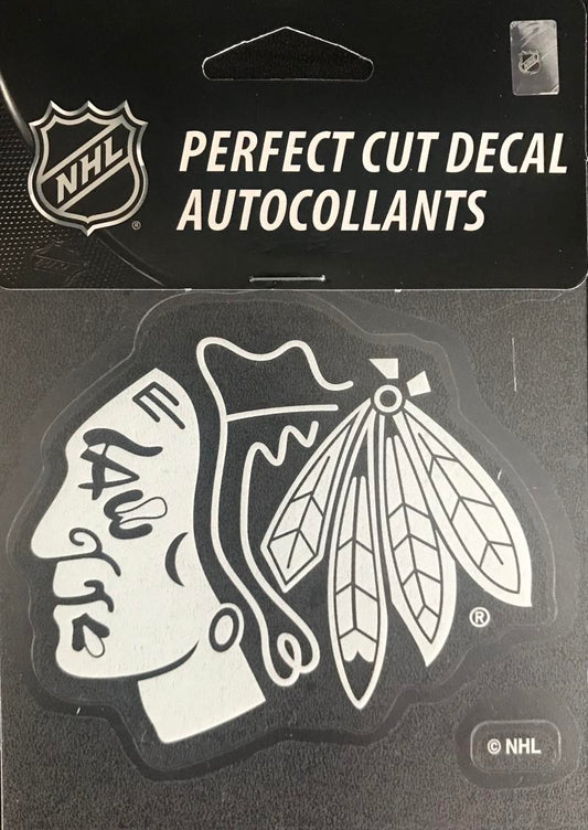 Chicago Blackhawks Perfect Cut WHITE 4"x4" NHL Decal Sticker Image 1
