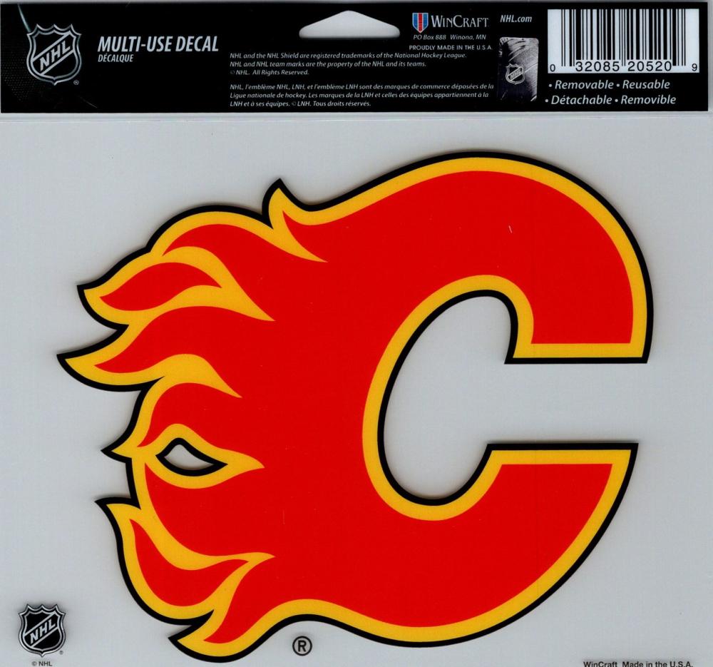 Calgary Flames Multi-Use Decal Sticker 5"x6" Clear Back