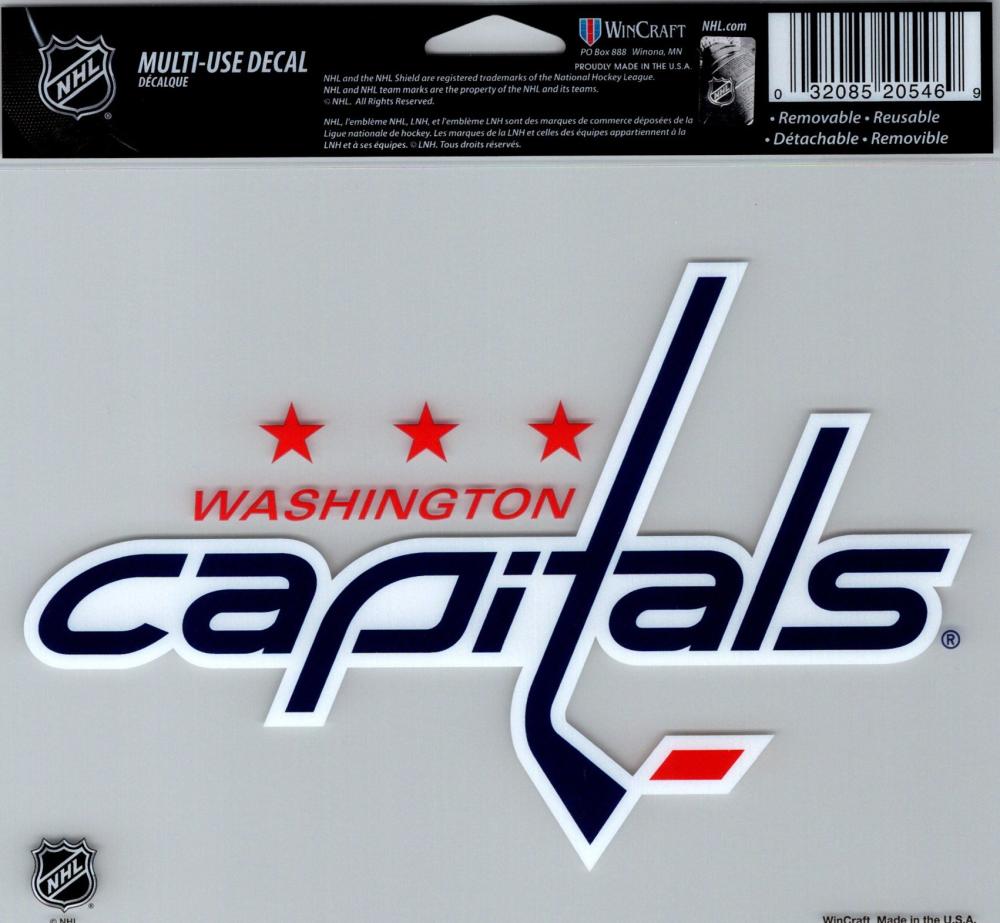 Washington Capitals Multi-Use Decal Sticker 5"x6" Clear Back  Image 1