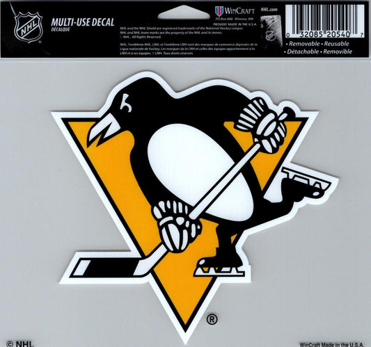 Pittsburgh Penguins Multi-Use Decal Sticker 5"x6" Clear Back  Image 1
