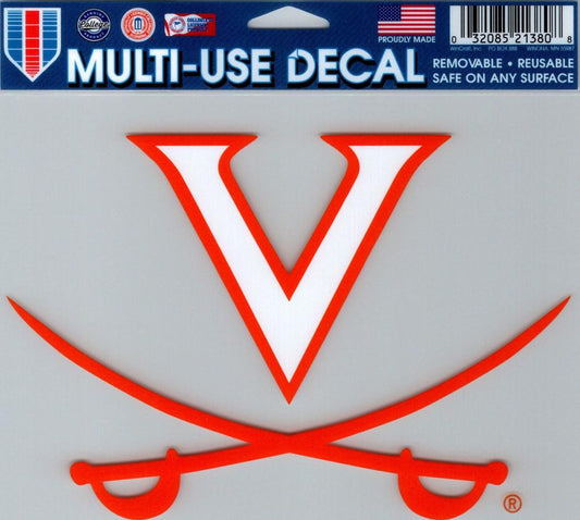 University of Virginia Multi-Use Decal Sticker 5"x6" Clear Back