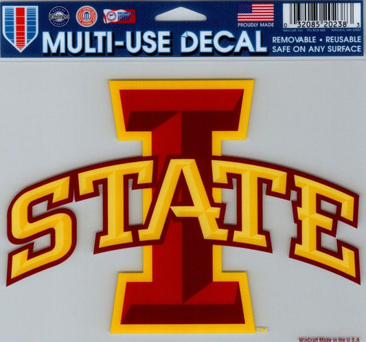 Iowa State University Multi-Use Decal Sticker 5"x6" Clear Back Image 1