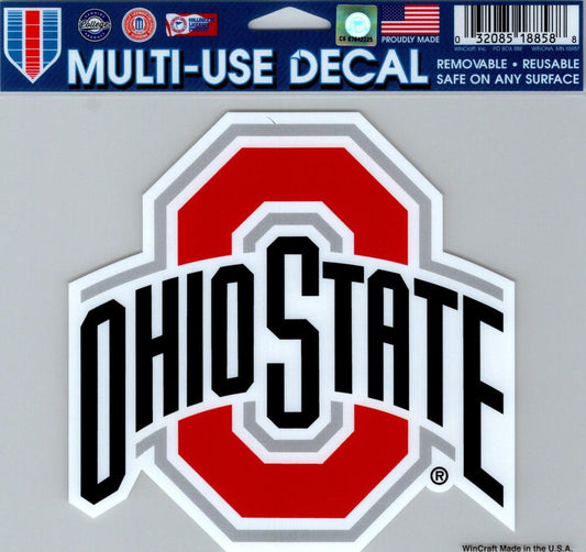 Ohio State University Multi-Use Decal Sticker 5"x6" Clear Back Image 1