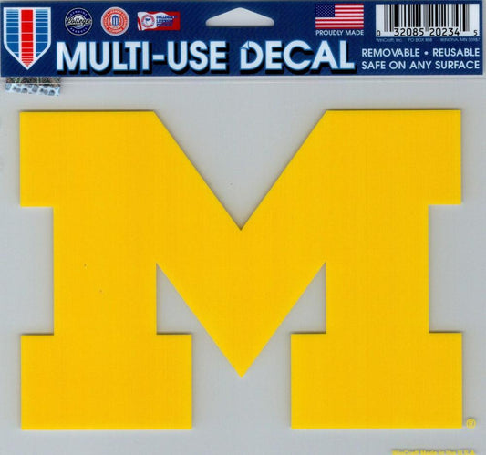 University of Michigan Multi-Use Decal Sticker 5"x6" Clear Back Image 1