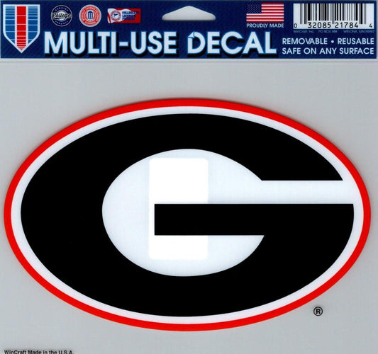 University of Georgia Multi-Use Decal Sticker 5"x6" Clear Back Image 1