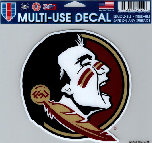Florida State University Multi-Use Decal Sticker 5"x6" Clear Back Image 1