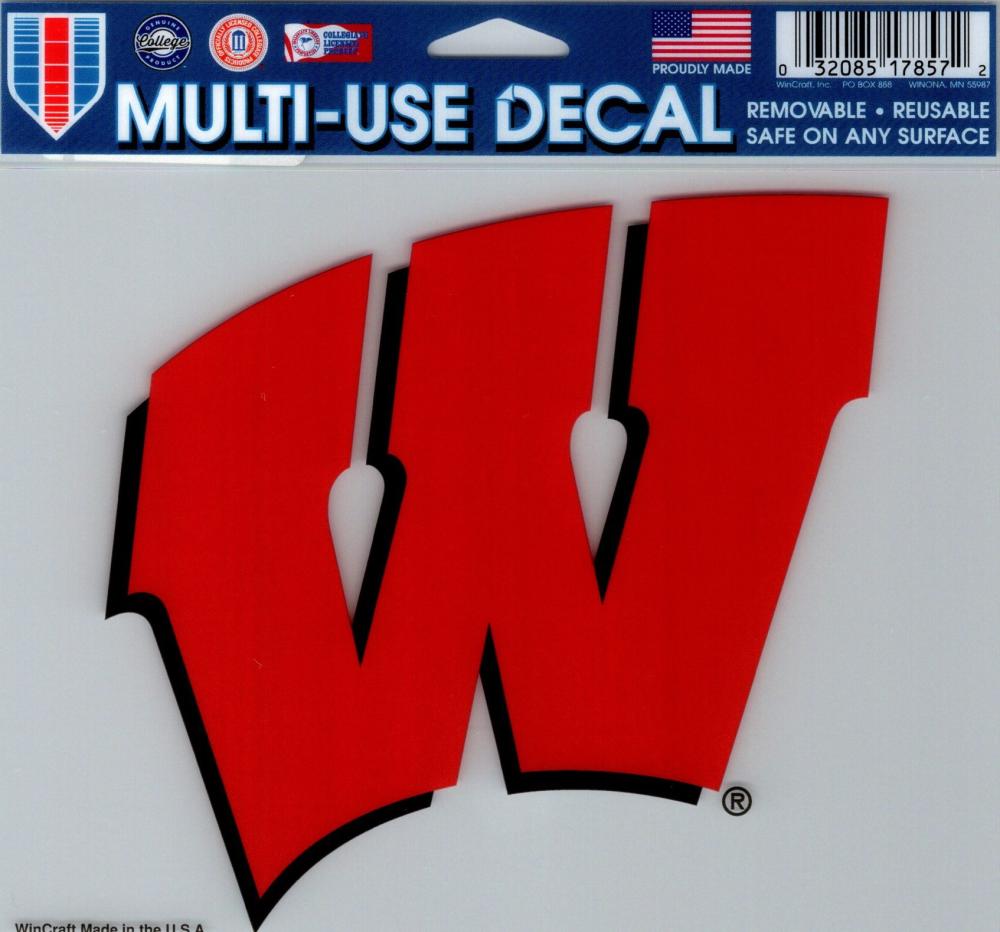 University of Wisconsin Multi-Use Decal Sticker 5"x6" Clear Back Image 1