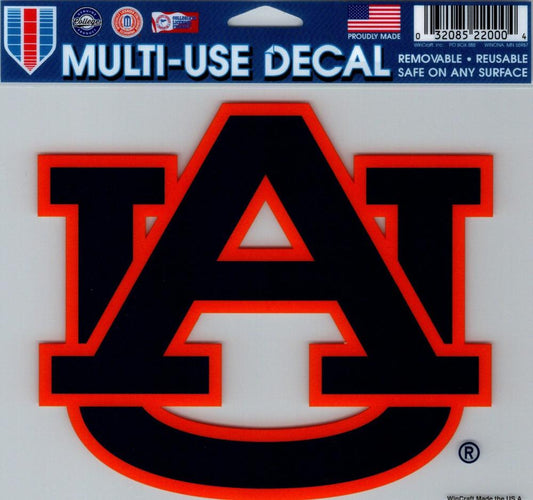 Auburn University Multi-Use Decal Sticker 5"x6" Clear Back Image 1