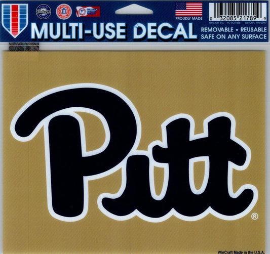 University of Pittsburgh Multi-Use Decal Sticker 5"x6" Clear Back Image 1