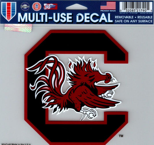 University of South Carolina Multi-Use Decal Sticker 5"x6" Clear Back Image 1