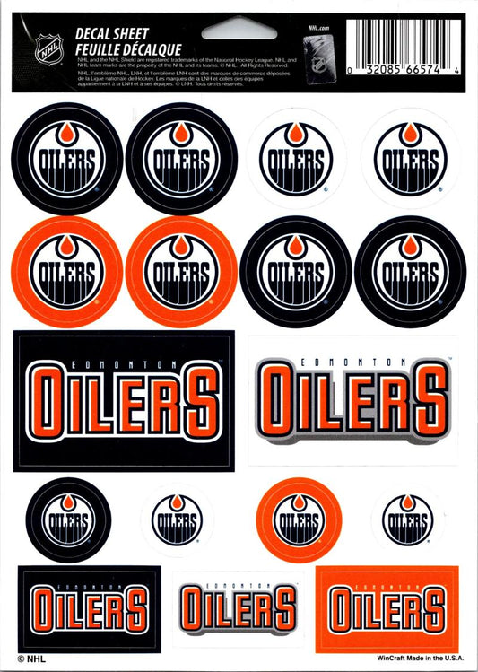 Edmonton Oilers Vinyl Sticker Sheet 5"x7" Decals  Licensed Authentic