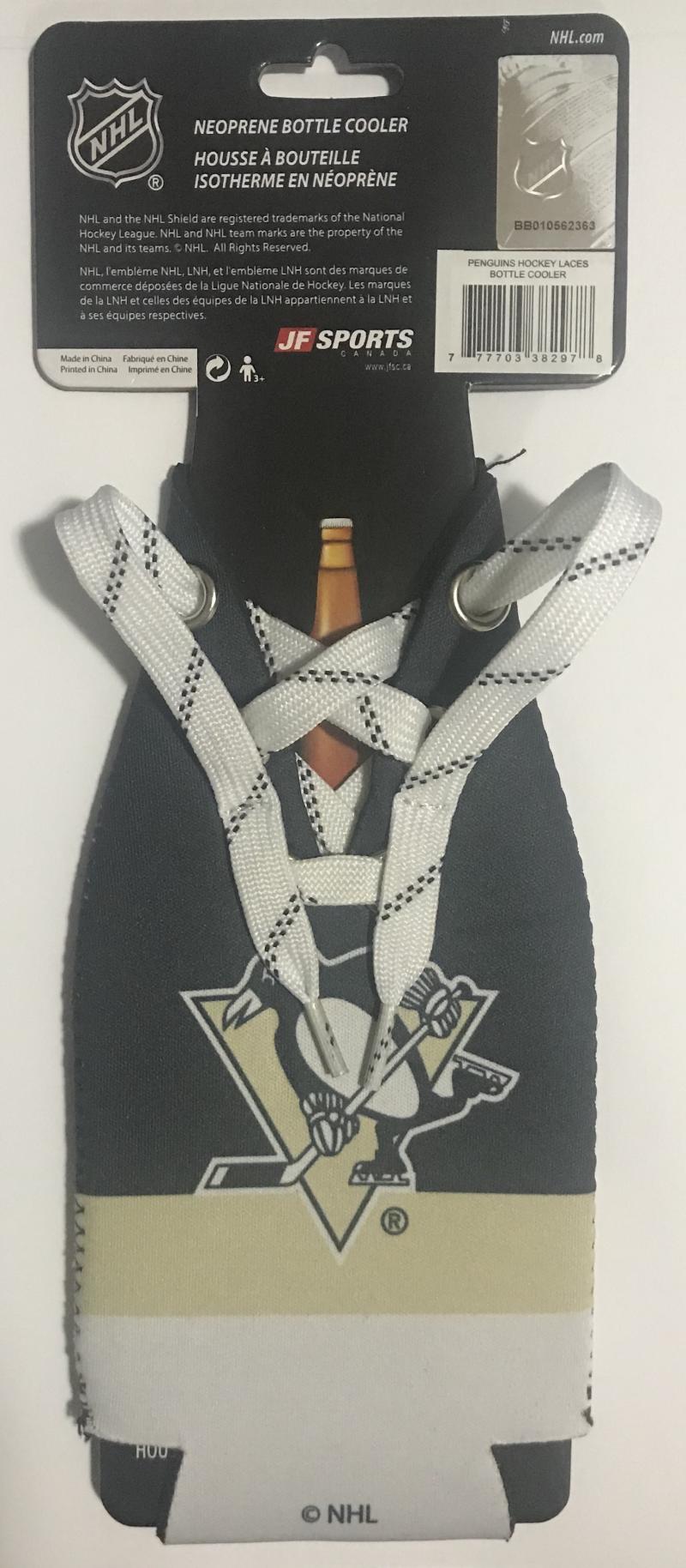 Pittsburgh Penguins New NHL Licensed Beverage Bottle Cooler with Laces Image 1