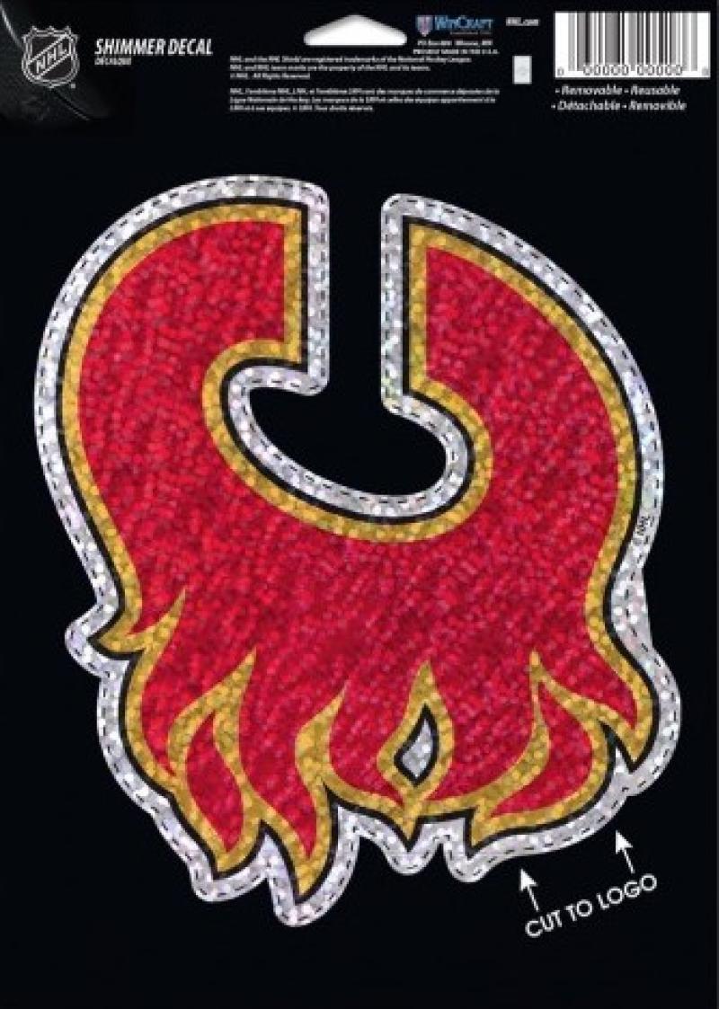 Calgary Flames Holographic Shimmer 5"x7" NHL Perfect Cut Sticker Decal Image 1