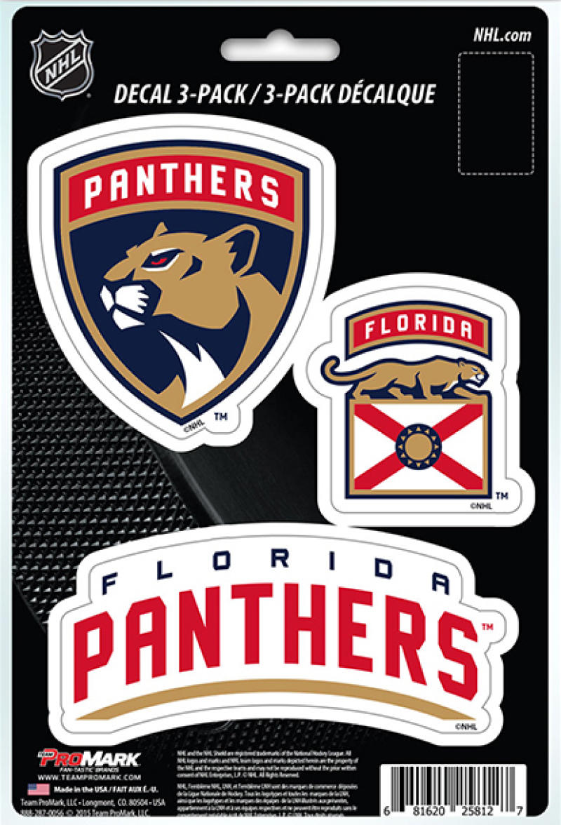 Florida Panthers 8" x 5.25" Die-Cut Premium Vinyl Decal Sheet Set of 3  Image 1