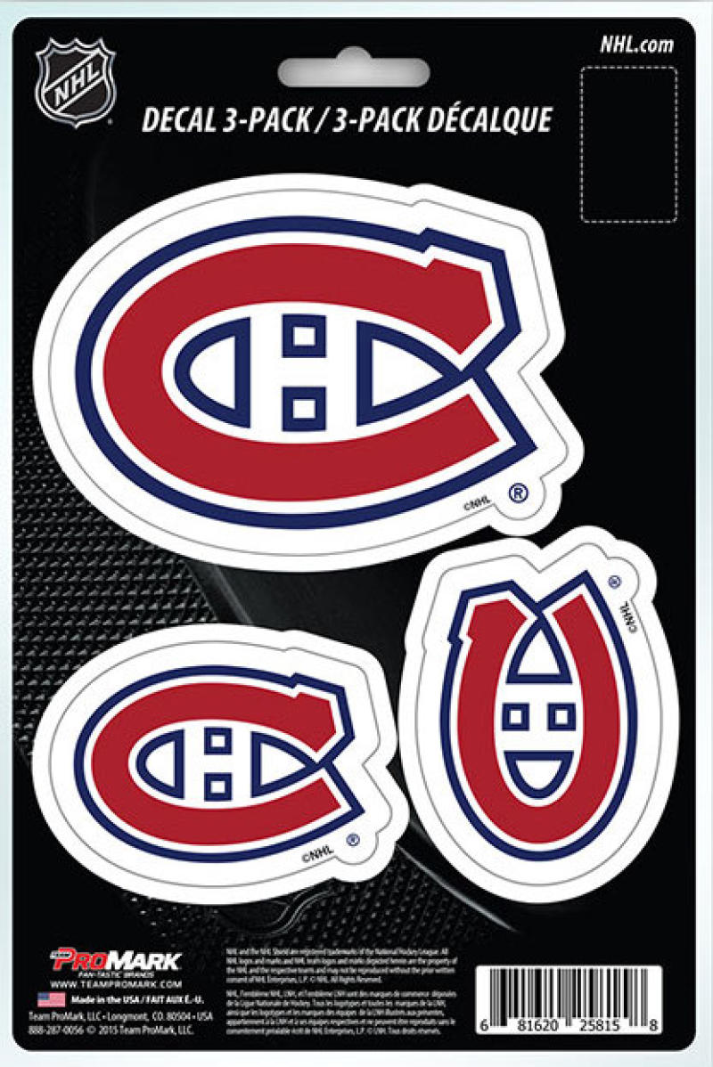 Montreal Canadiens 8" x 5.25" Die-Cut Premium Vinyl Decal Sheet Set of 3