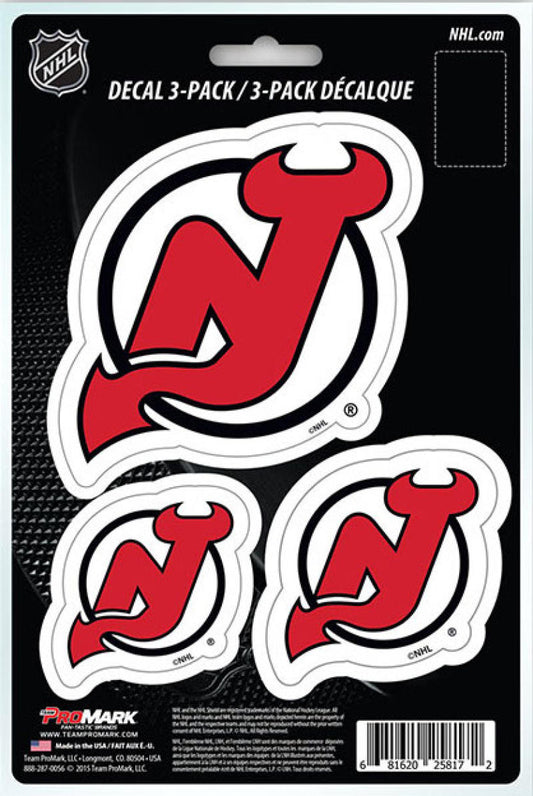 New Jersey Devils 8" x 5.25" Die-Cut Premium Vinyl Decal Sheet Set of 3  Image 1