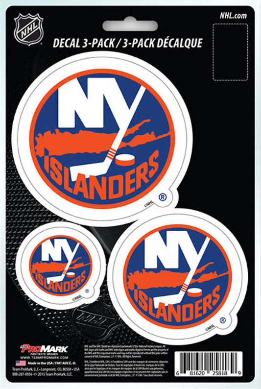 New York Islanders 8" x 5.25" Die-Cut Premium Vinyl Decal Sheet Set of 3  Image 1