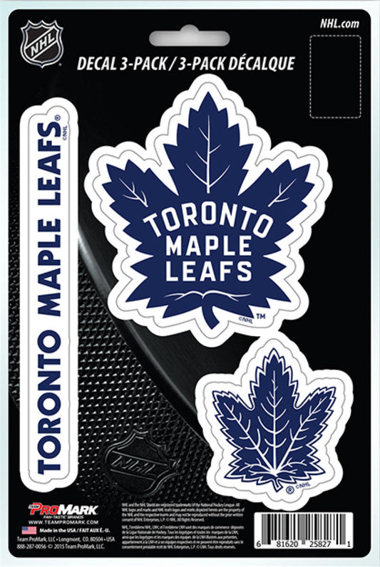 Toronto Maple Leafs 8" x 5.25" Die-Cut Premium Vinyl Decal Sheet Set of 3  Image 1