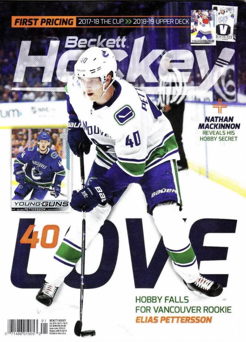January  2019 Beckett Hockey Monthly Magazine - Pettersson Cover
