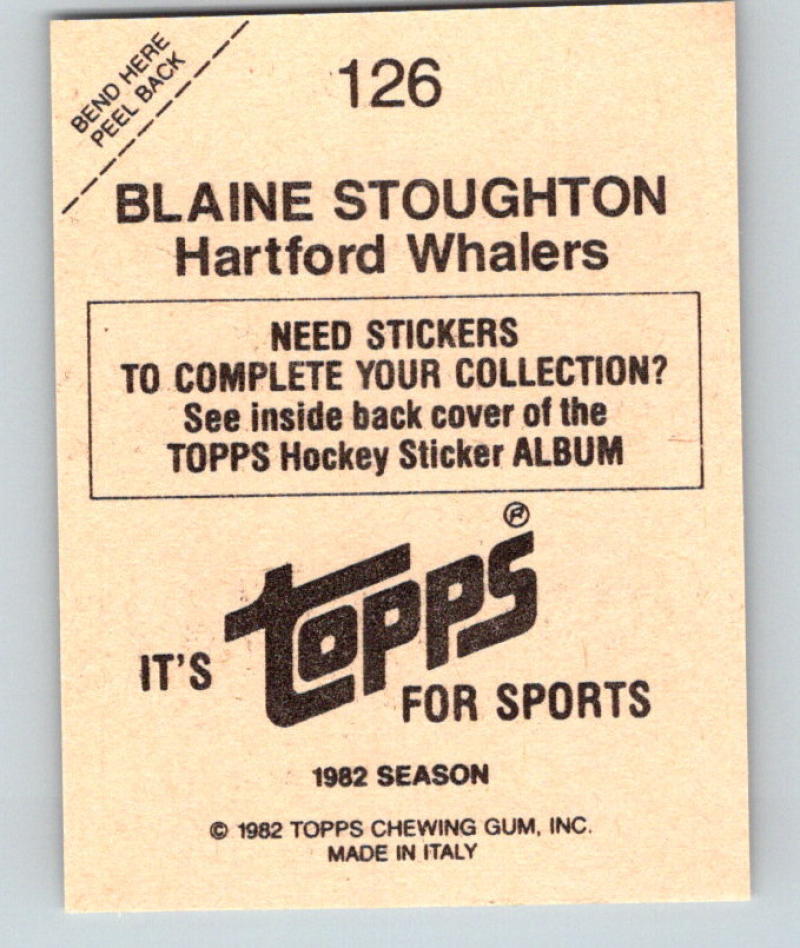1982-83 Topps Stickers #126 Blaine Stoughton NHL Hockey 06904 Image 2