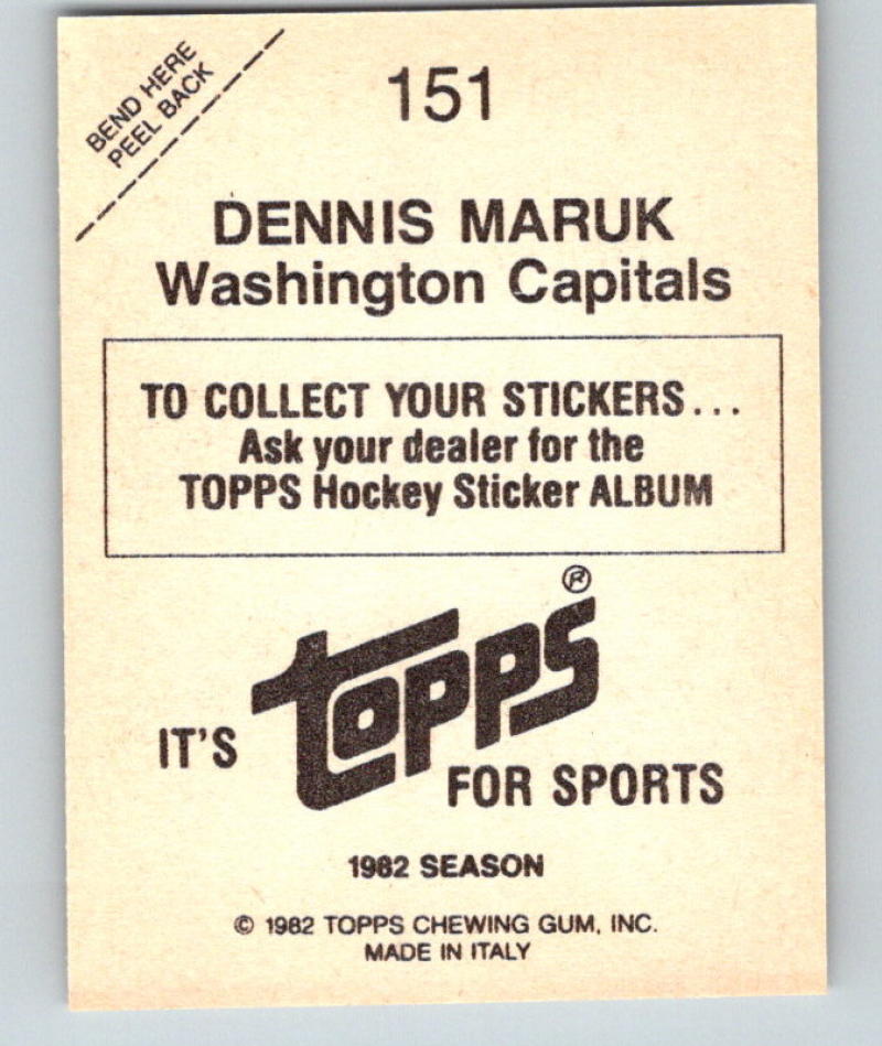 1982-83 Topps Stickers #151 Dennis Maruk NHL Hockey 06912 Image 2